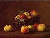 Famous Apples Paintings - Apples in a Basket on a Table